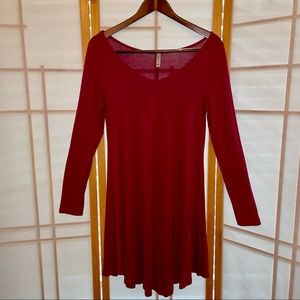 Long Sleeve Burgundy Dress